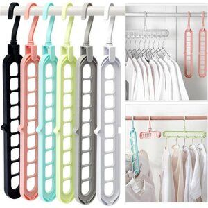 Magic Space Saving Hangers Set of 6 Closet Organizer with 9 Hole Hooks